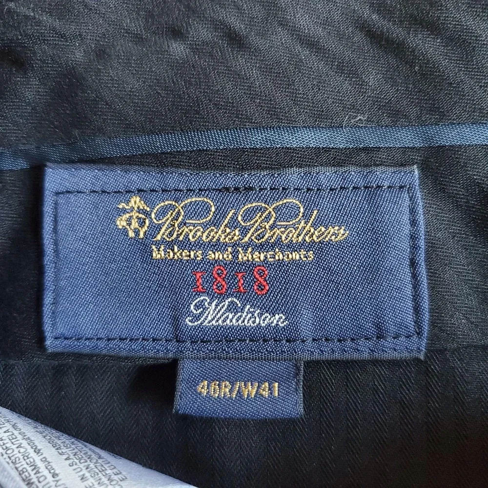 Brooks Brothers 1818 Madison Suit Mens 46R W41 Navy Wool Estrato Tailored USA